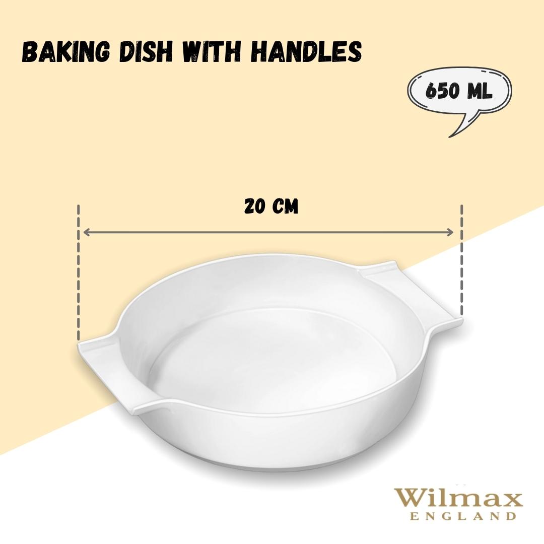 Wilmax Auflaufform mit Griffen, Weiß, 650 ml, 20.5 x 17 cm – WL‑997021