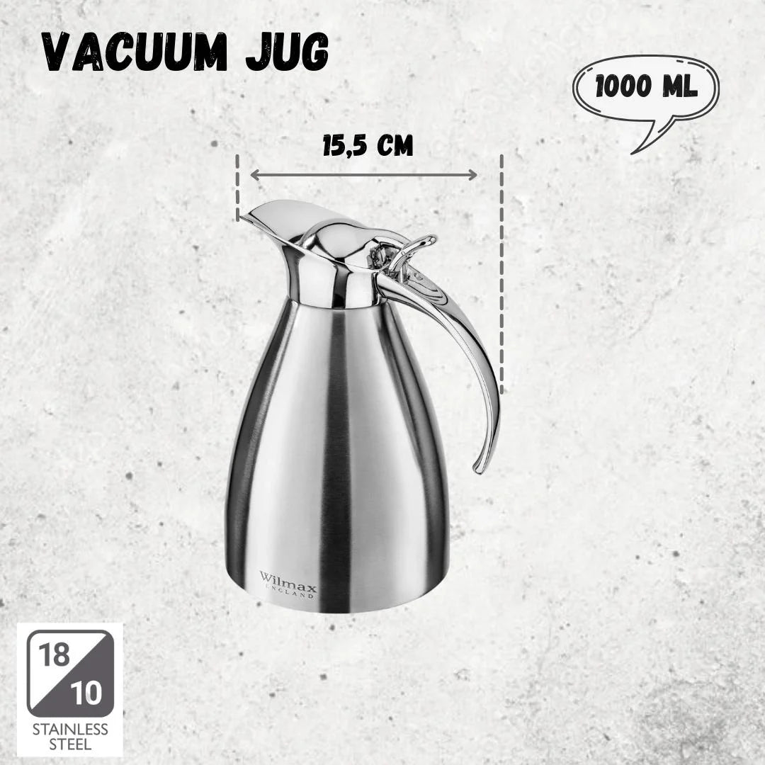 Wilmax Isolierkanne Edelstahl, 1000 ml, Doppelwandig – WL-511020115/A