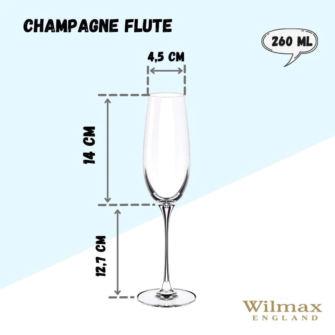 Wilmax Champagnerflöten Set 2-teilig, 260 ml, Kristallin WL-888048/2C