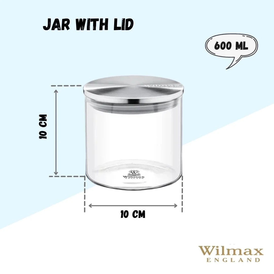Wilmax Voorraadpot 600 ml met RVS Deksel - Transparant