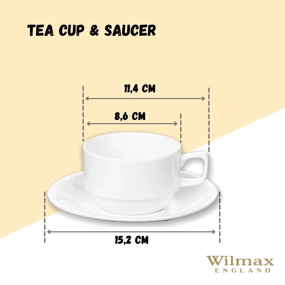 Wilmax Theekop met schotel 220 ml Wit Porselein WL-993008/AB