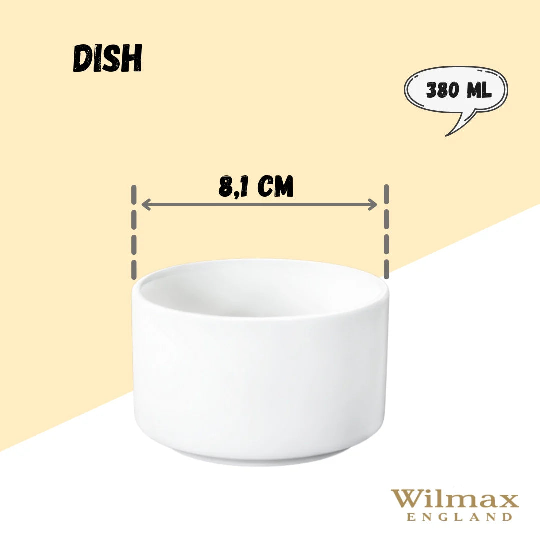 Wilmax England Schaal 380 ml van Porselein, Wit WL-992688/A