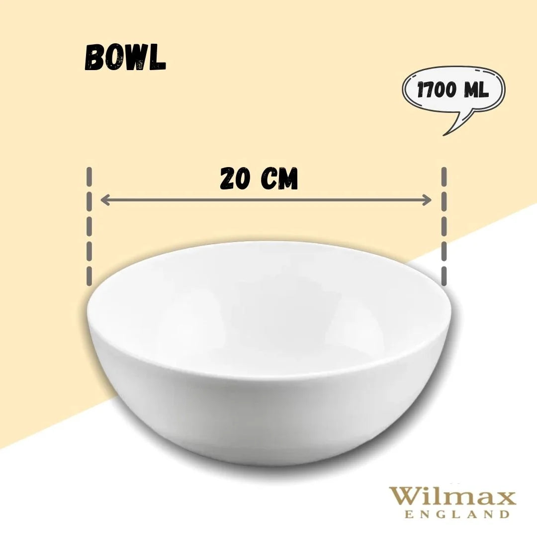 Wilmax Porzellanschale 1700 ml, Weiß, 2er Set, Ø20 cm WL-992564/A2