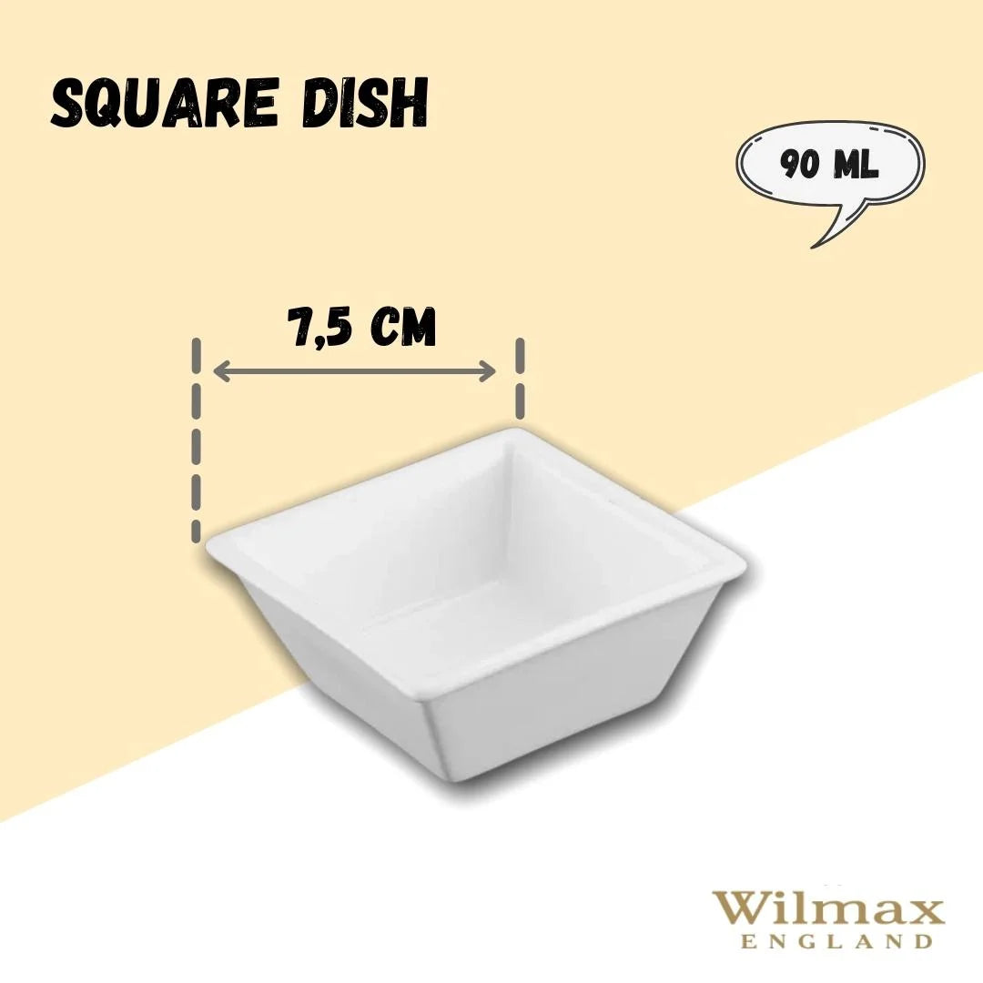 Wilmax Quadratische Schale 7,5 cm Porzellan für Dips & Beilagen WL-992546/A