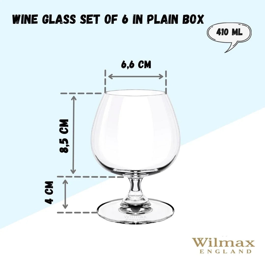 Wilmax Cognacglas Set 6 Stück aus Kristall 410 ml WL-888025/6A