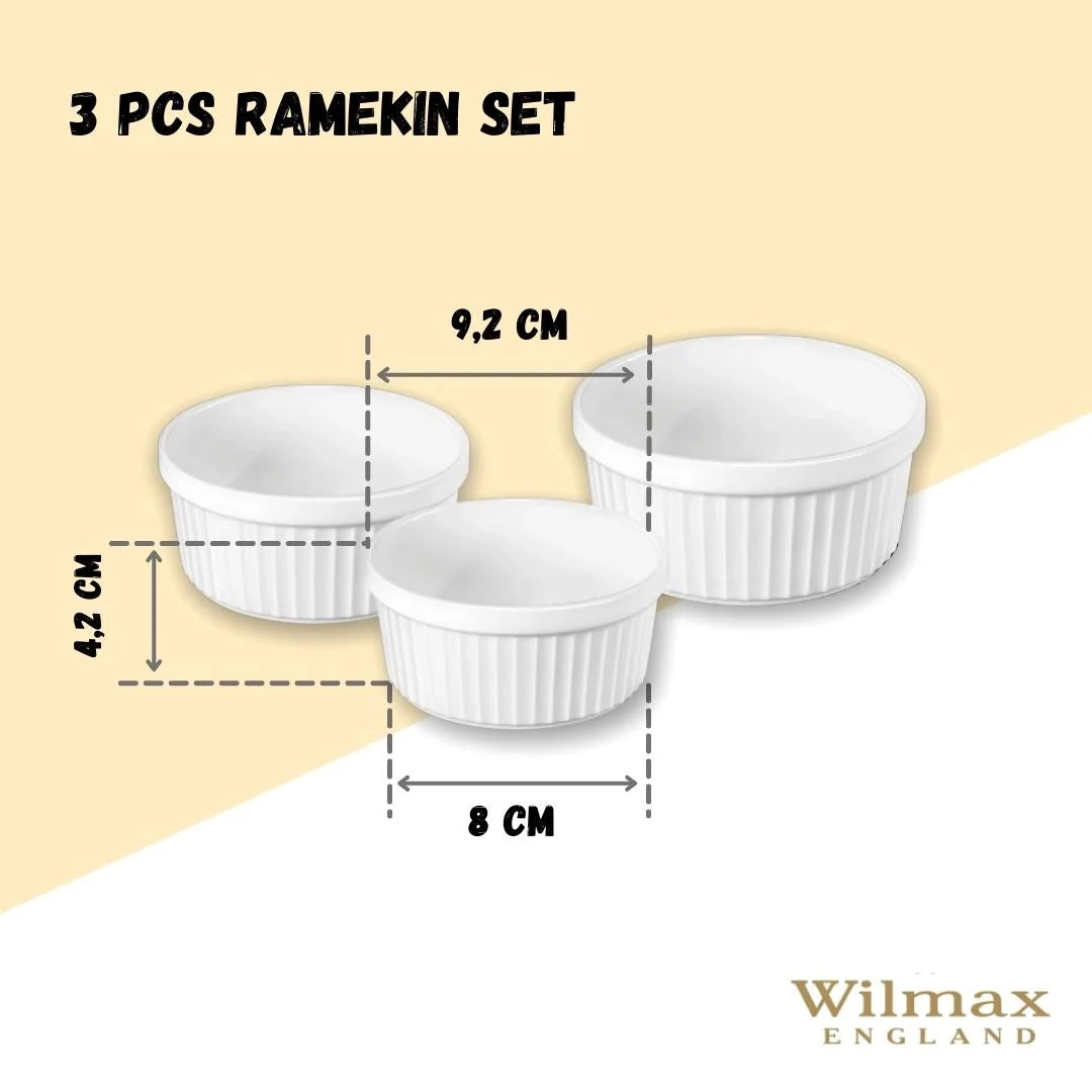 Wilmax Ramekin Set – 3-teilig – Backofenfeste Schalen – Weiß – WL-996122/3C