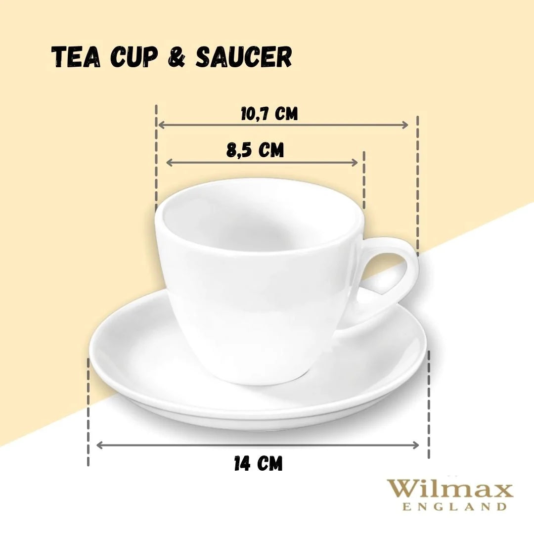 Wilmax Tee Tasse mit Untertasse 190 ml aus Porzellan – WL-993175/AB