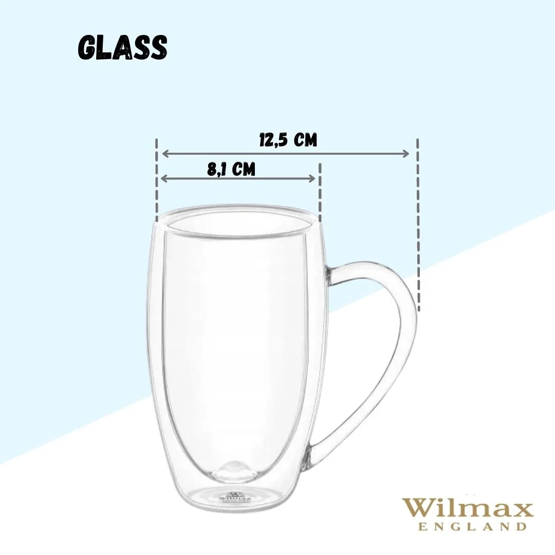 Wilmax Doppelwandiger Thermoglas-Becher, 400 ml, WL-888741/A