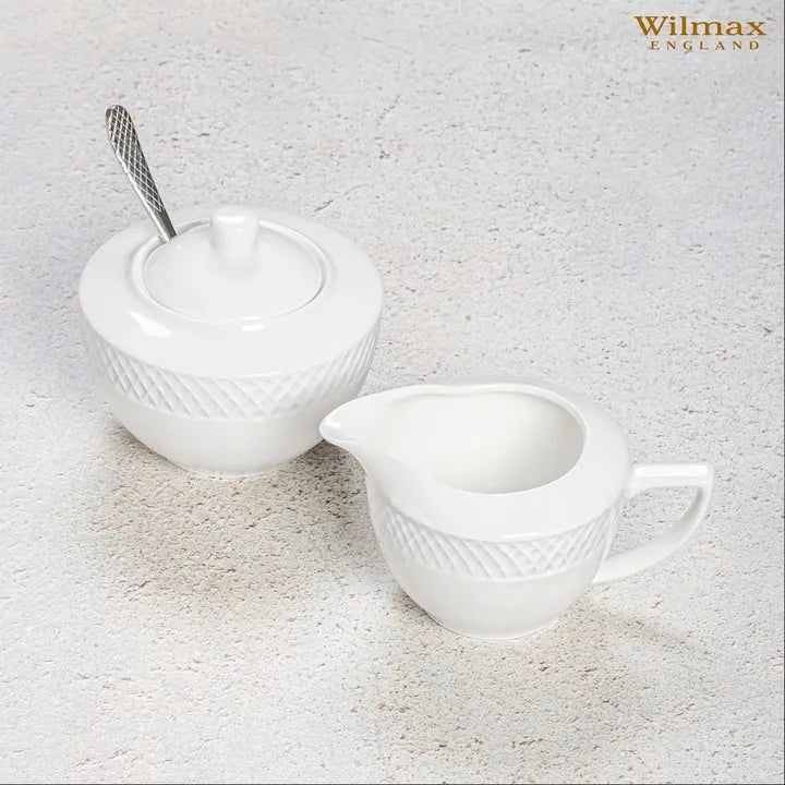 Wilmax Suiker & Roomset 2-delig Wit Porselein
