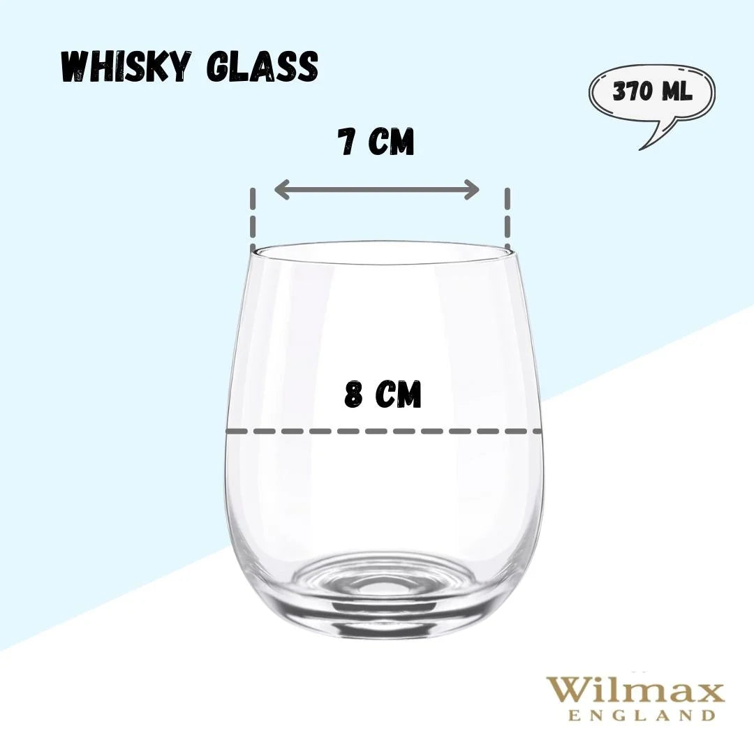 Wilmax Whiskyglas 370 ml Kristalglas Transparant 6-delige set WL-888021/6A