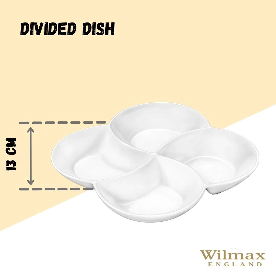 Wilmax Porcelain Serving Platter 22x22 4-Compartment White WL-992649/A