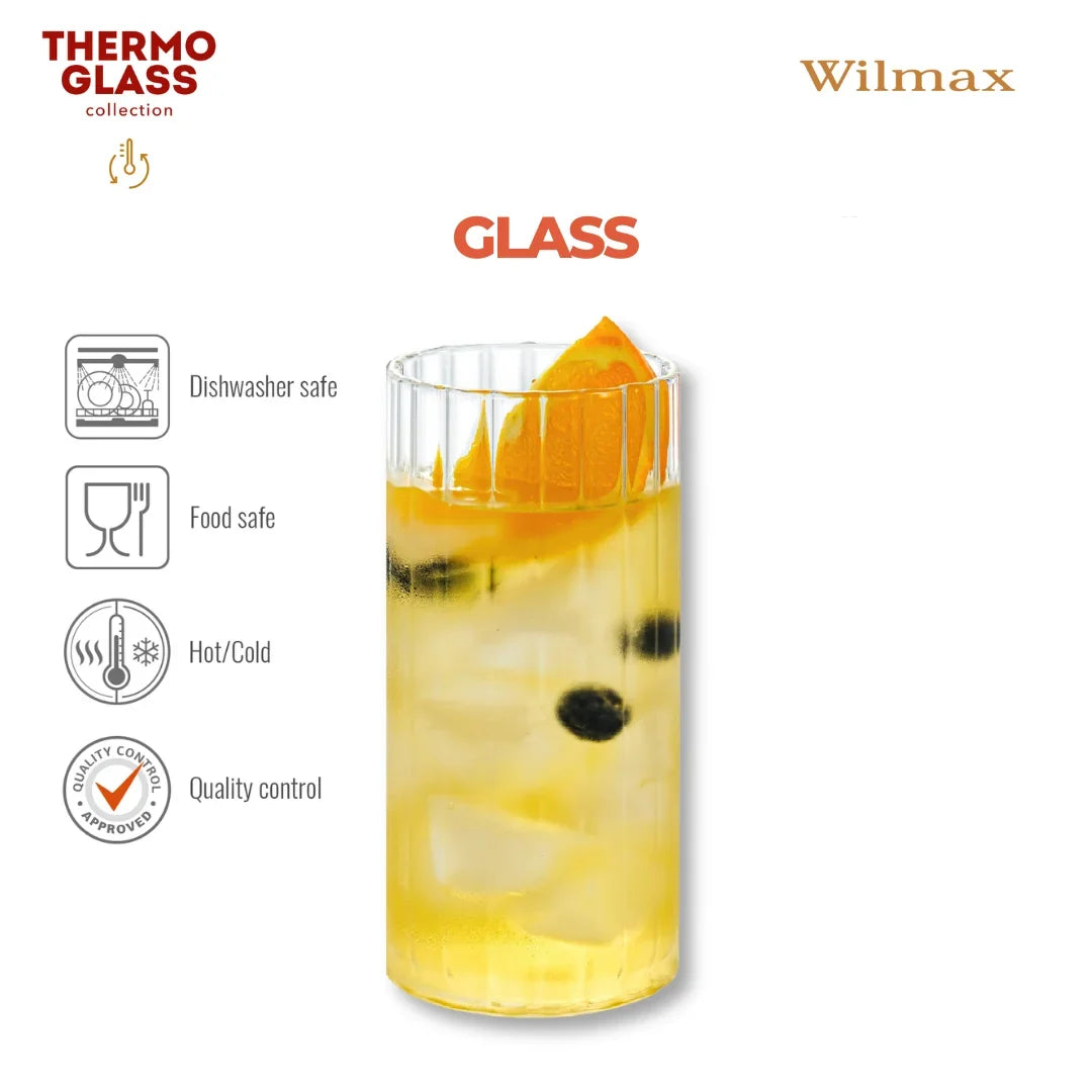 Wilmax Geribbeld 300 ml Borosilicaatglas Transparant