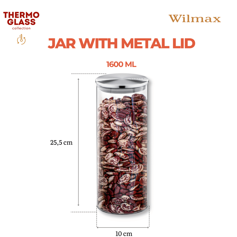 Wilmax Voorraadpot 1600 ml RVS deksel, transparant ()