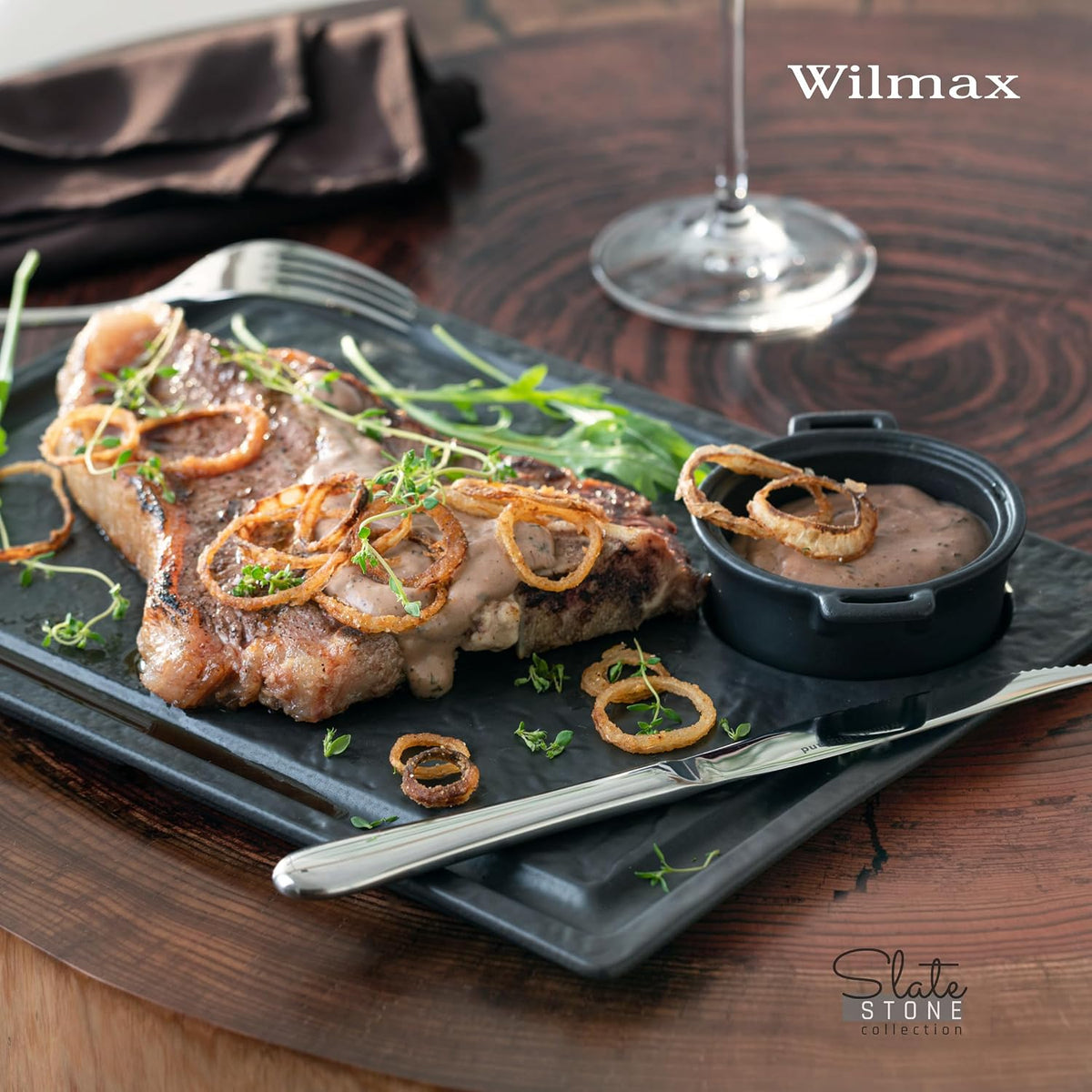 Wilmax England Serveerset Zwart SlateStone 3-delig
