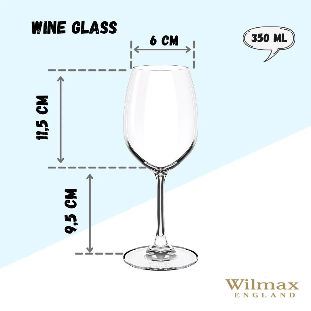 Wilmax Wijnglas 350 ml Kristalglas Transparant Set van 6