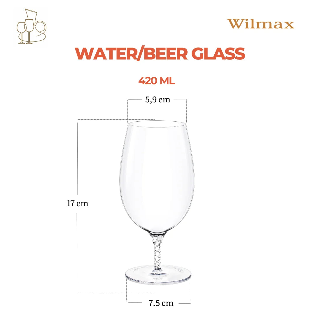 Wilmax Bierglas 420 ml Kristalglas Transparant 2-delige set