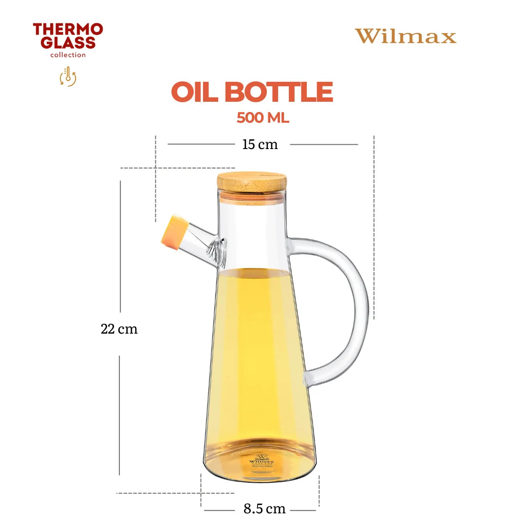 Wilmax England Oliekan 500 ml Glas met Bamboe Deksel