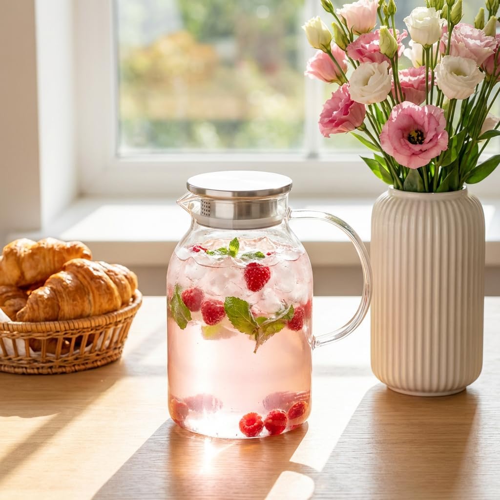 Wilmax Kanne 2100ml Thermoglas met RVS deksel Transparant