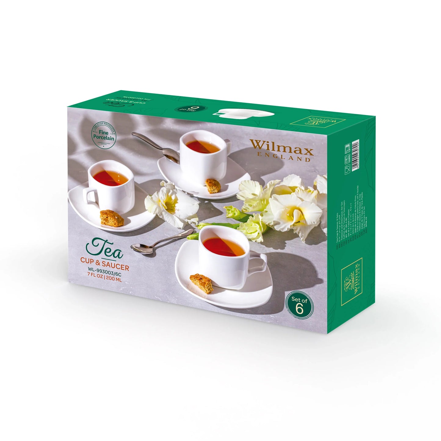 Wilmax Thee Kopjes & Schotels Set 6-delig 200 ml Porselein WL-993003/6C