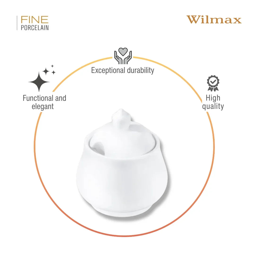 Wilmax Suikerpot met deksel 340 ml Wit Porselein