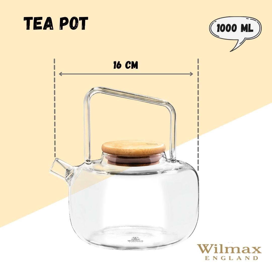 Wilmax Theepot 1000 ml | Filter & Bamboe deksel WL-888821/A