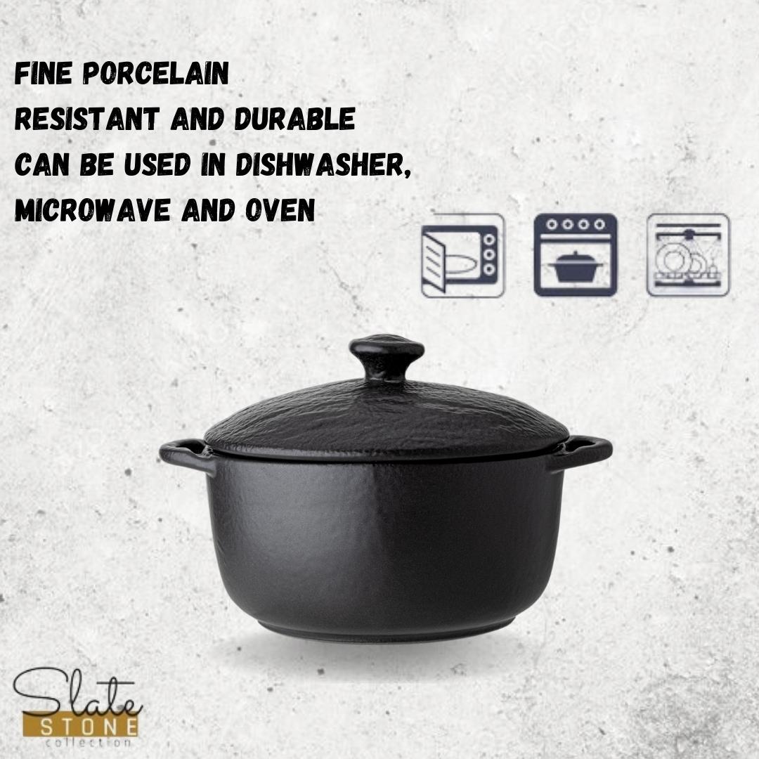 Wilmax Topf mit Deckel 600 ml SlateStone Porzellan WL-661140/A