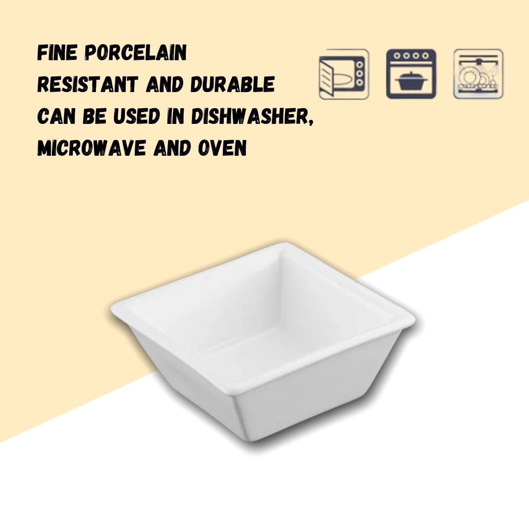 Wilmax Quadratischer Porzellanteller, 11 x 11 cm, 250 ml, WL-992387/A