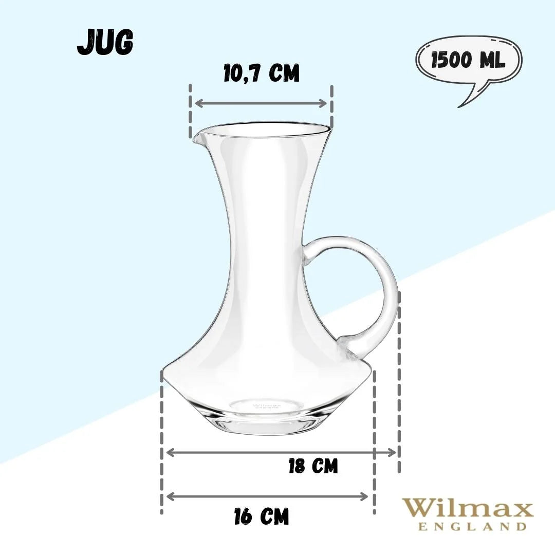 Wilmax England Carafe 1500ml Crystal Glass Transparent WL-888358/1C