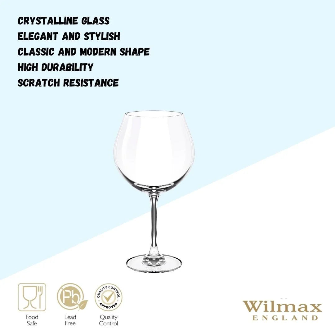 Wilmax England Wijnglas Kristalglas 800 ml Transparant Set van 6