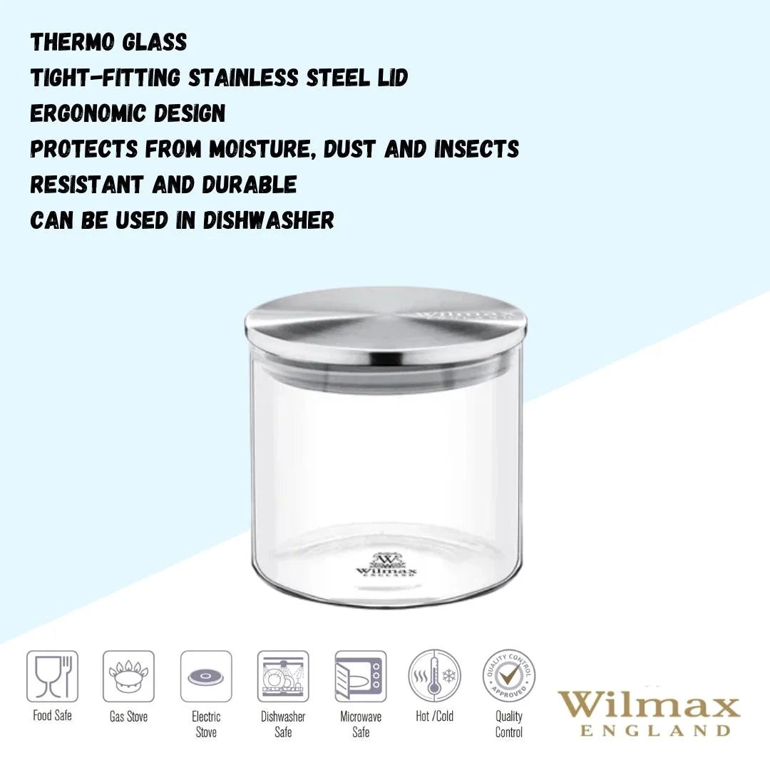 Wilmax Voorraadpot 600 ml met RVS Deksel - Transparant