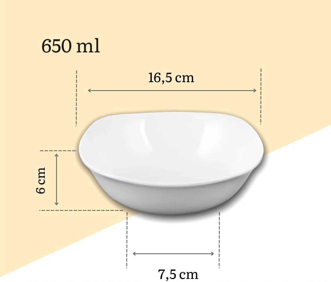 Wilmax Porzellan-Schale 650 ml, Ø 16.5 cm, 6er Set, Weiß WL-992001/A6