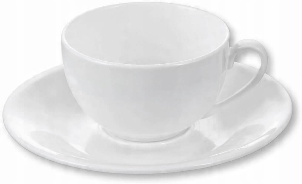 Wilmax England Porseleinen Kopjes 80 ml Wit met Schotels (Set 6)