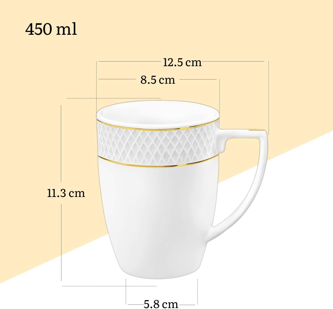 Wilmax England Mok 450 ml Wit Gouden Rand Porselein 2-delige set