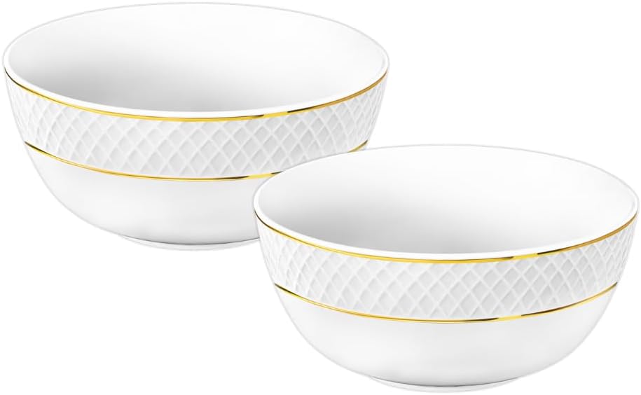 Wilmax Schüssel mit Goldlinien, 14 cm, 600 ml, 2er Set, WL-880102367/A2