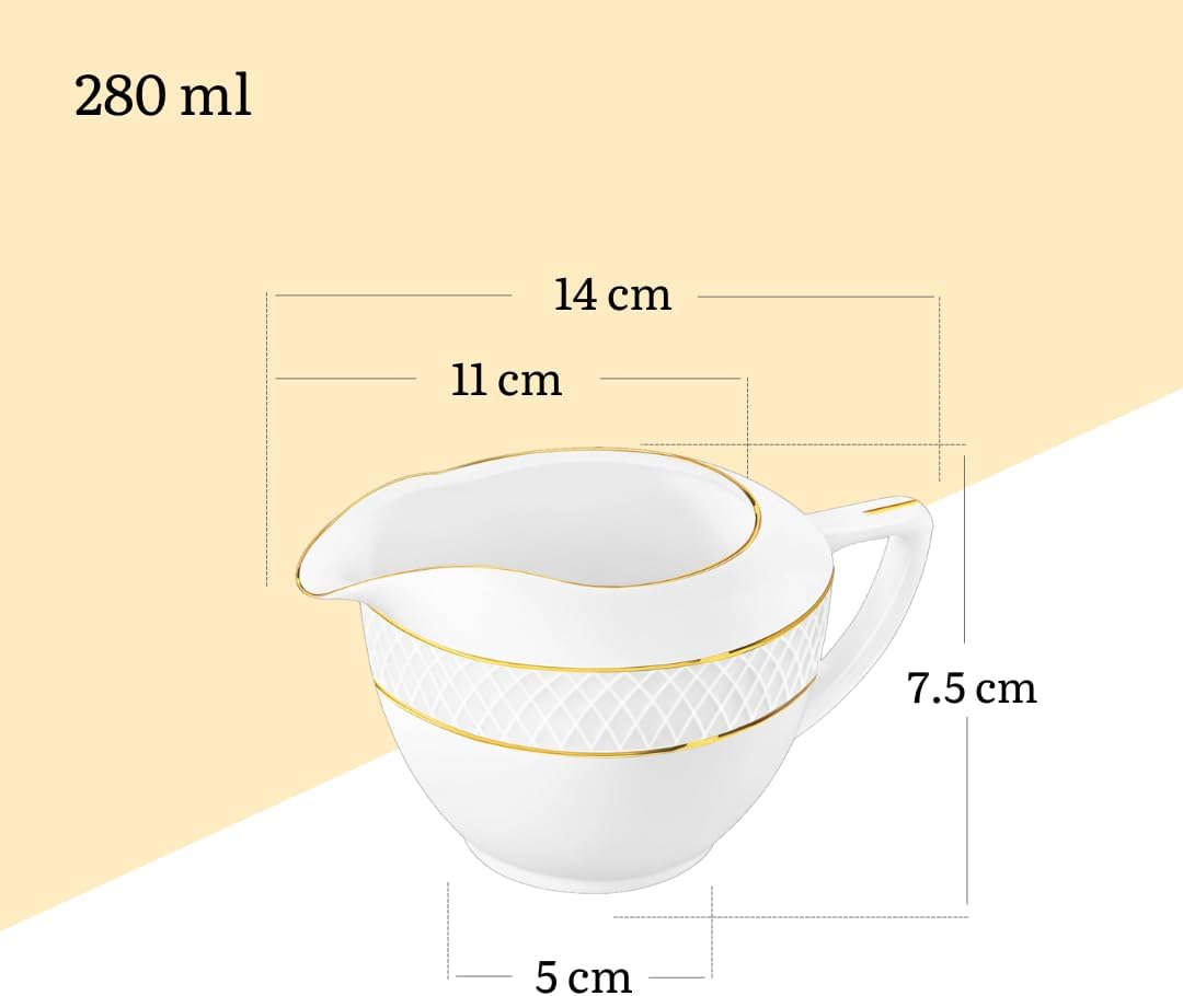 Wilmax Milchkännchen mit Goldrand 280 ml – Elegantes Design – WL-880102475/A