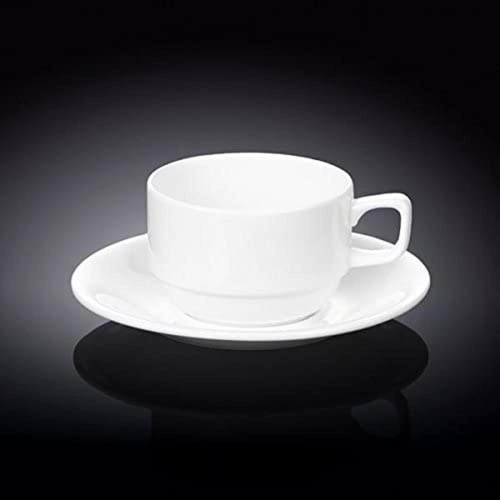 Wilmax Theekop met schotel 220 ml Wit Porselein WL-993008/AB
