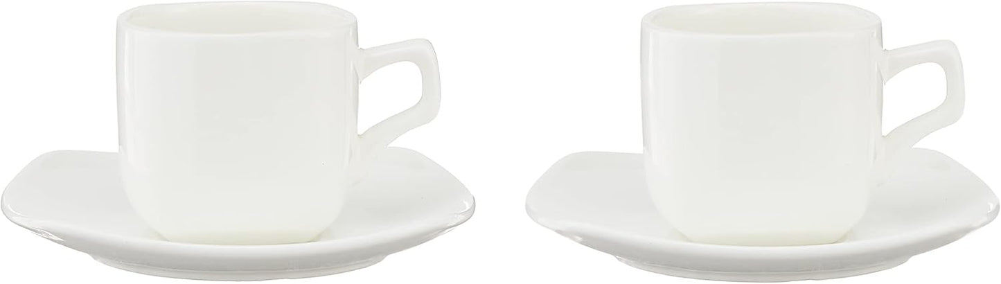 Wilmax Koffie Kopjes & Schotels Set, 2-delig, 90 ml Porselein WL-993041/2C