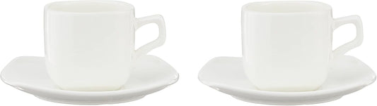 Wilmax Koffie Kopjes & Schotels Set, 2-delig, 90 ml Porselein WL-993041/2C