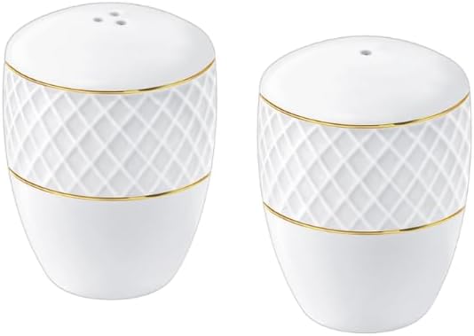 Wilmax Salz- & Pfefferstreuer Set mit Goldlinien – Weiß & Gold – WL-880102555/SP