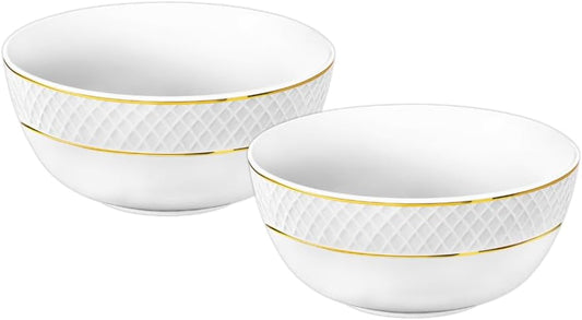 Wilmax Porseleinen Schaaltjes 12 cm Wit Goudrand Set van 2