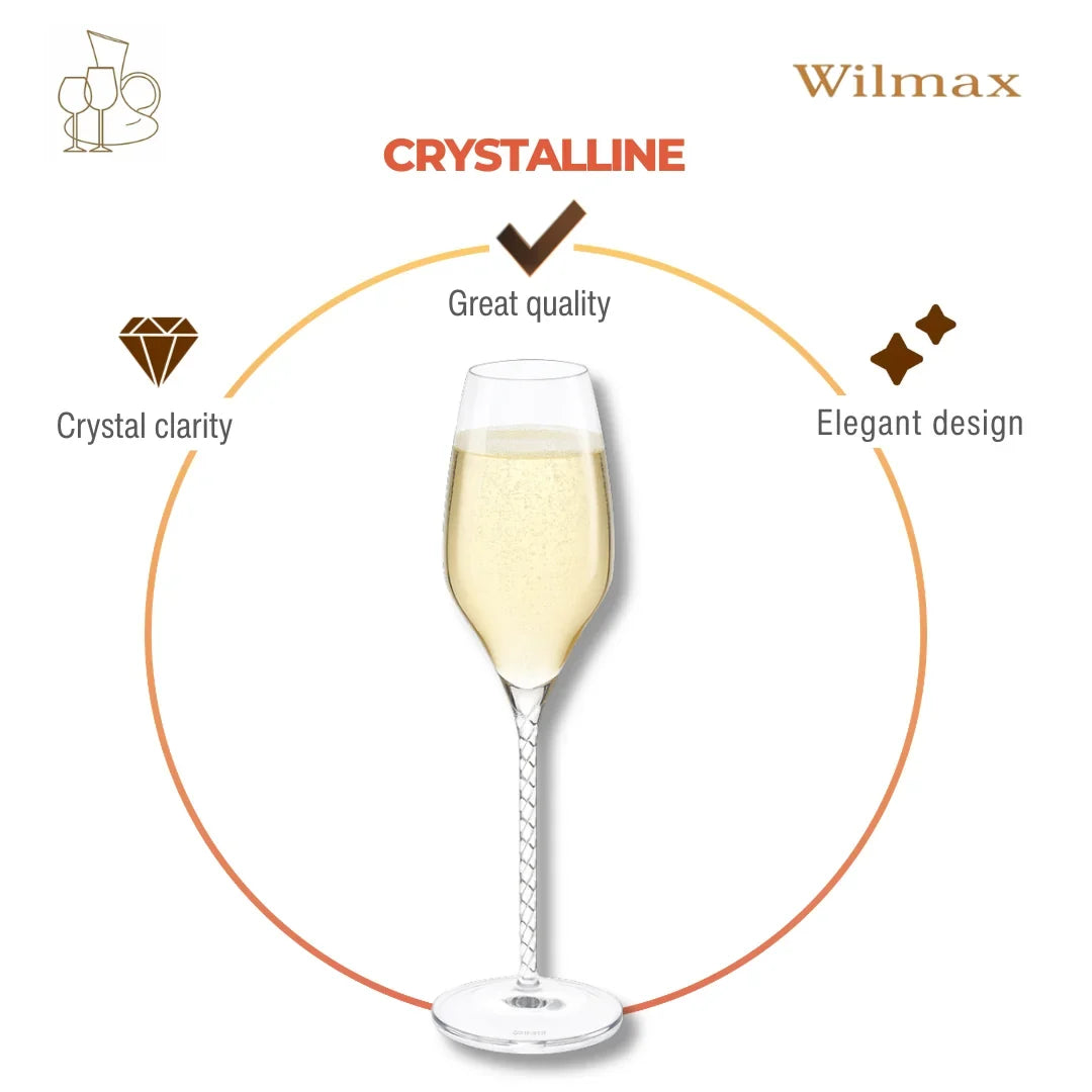 Wilmax England Champagnefluit Kristalglas 300ml 2-delig