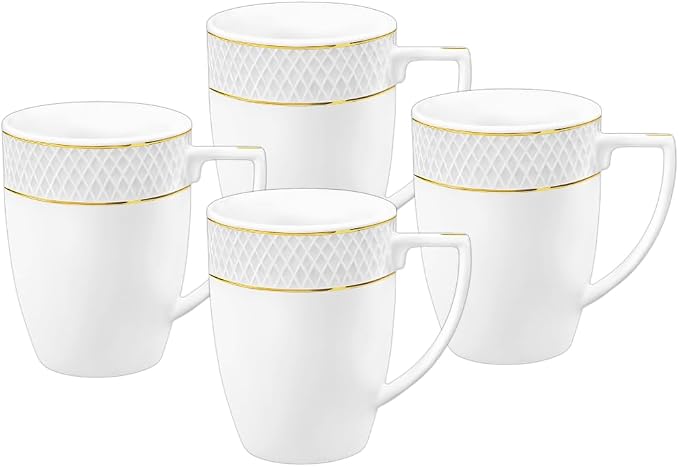 Wilmax Mok Wit Gouden Rand 4-delige Set A4