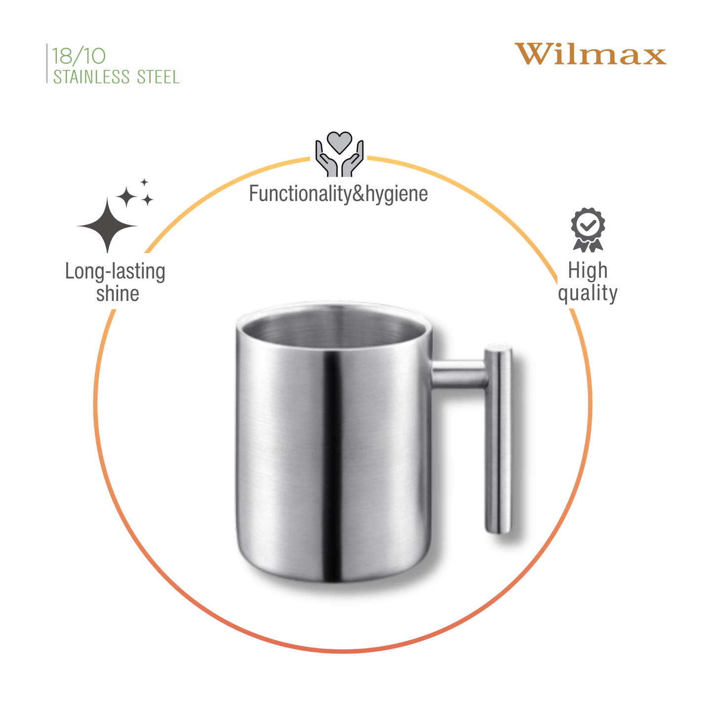 Wilmax Dubbelwandige Beker 350ml RVS WL-517610115/A