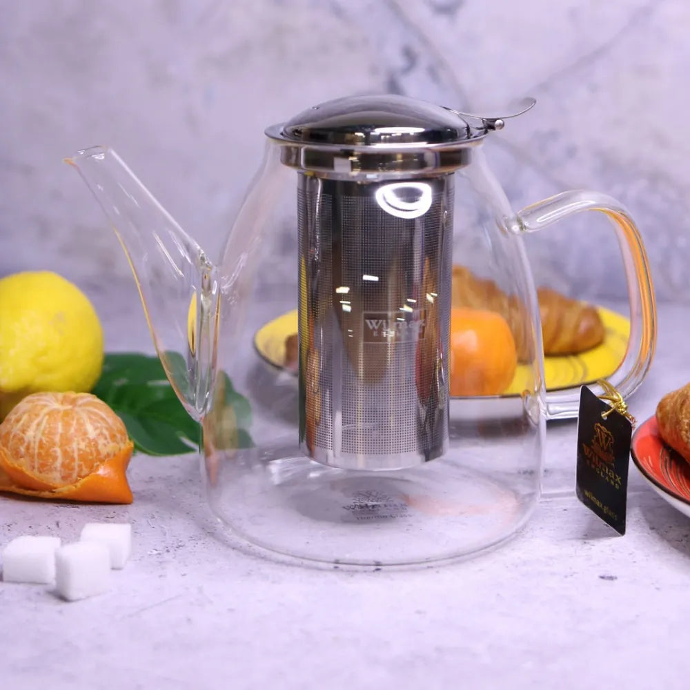 Wilmax Theepot 950 ml Borosilicaatglas RVS
