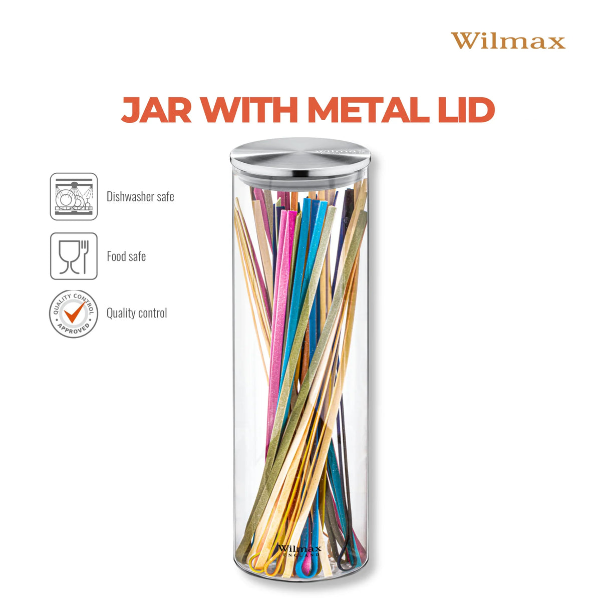 Wilmax England Voorraadpot 2000 ml, RVS deksel, 2-delige set