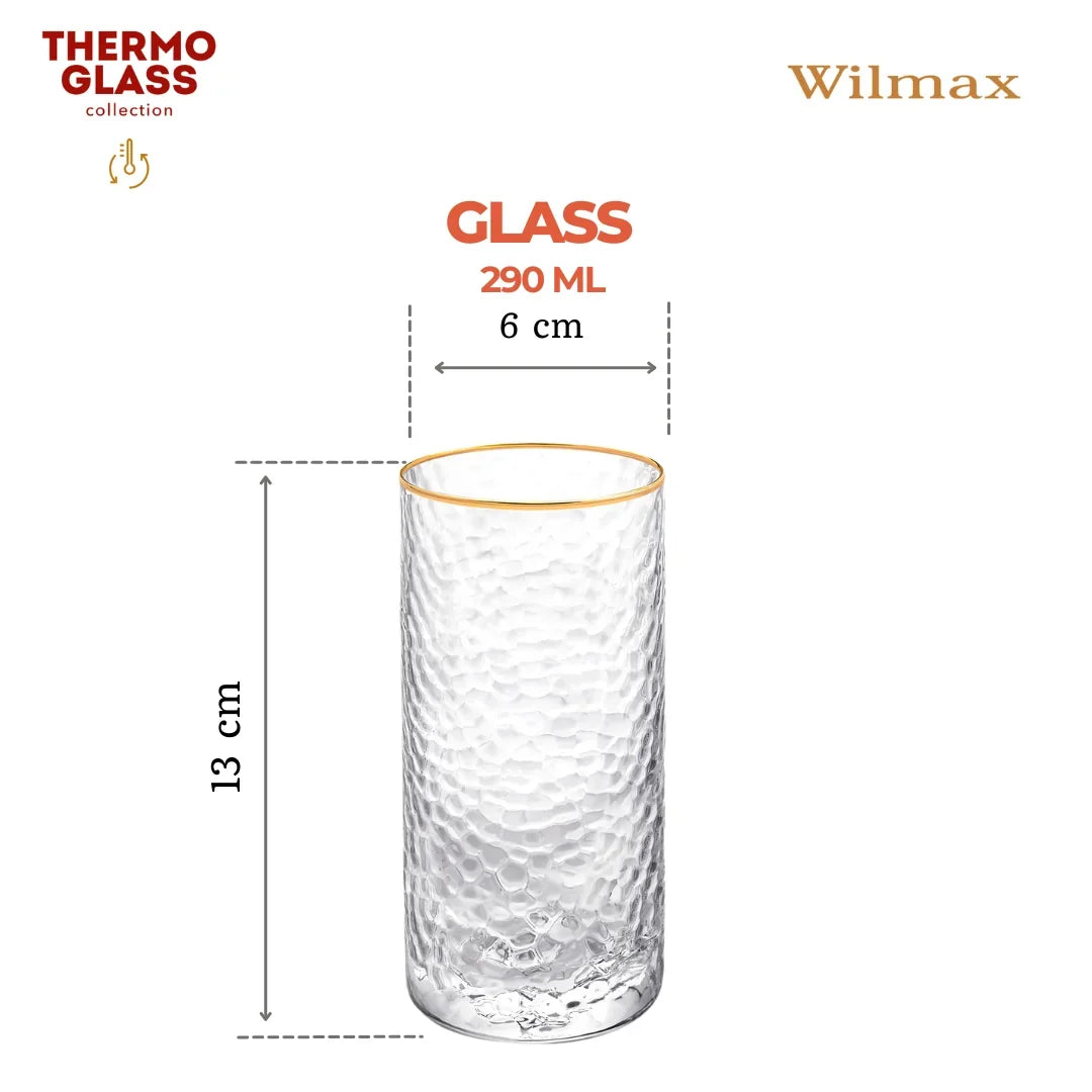 Wilmax Gouden Rand Glas 290 ml Borosilicaat