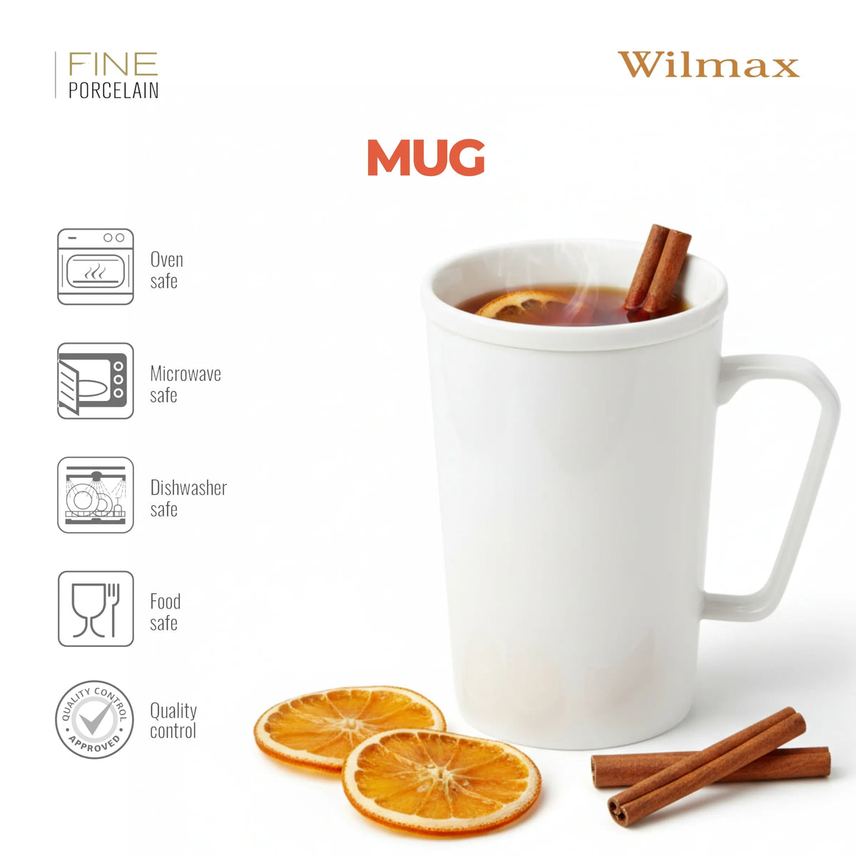 Wilmax Beker 420 ml Wit Porselein