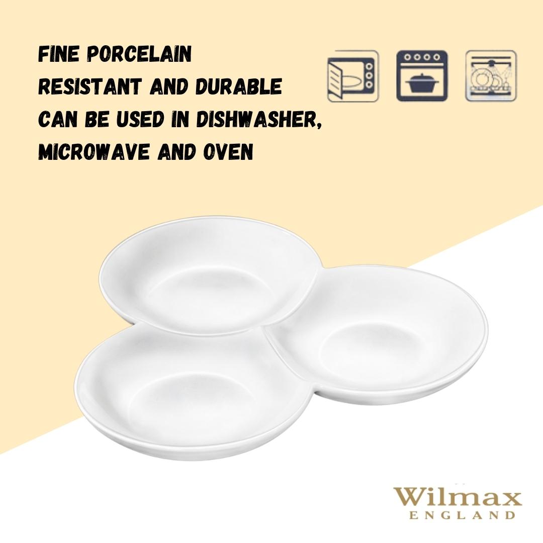 Wilmax Geteilter Teller Weiß 18 cm – für Snacks & Beilagen – WL-992614/A