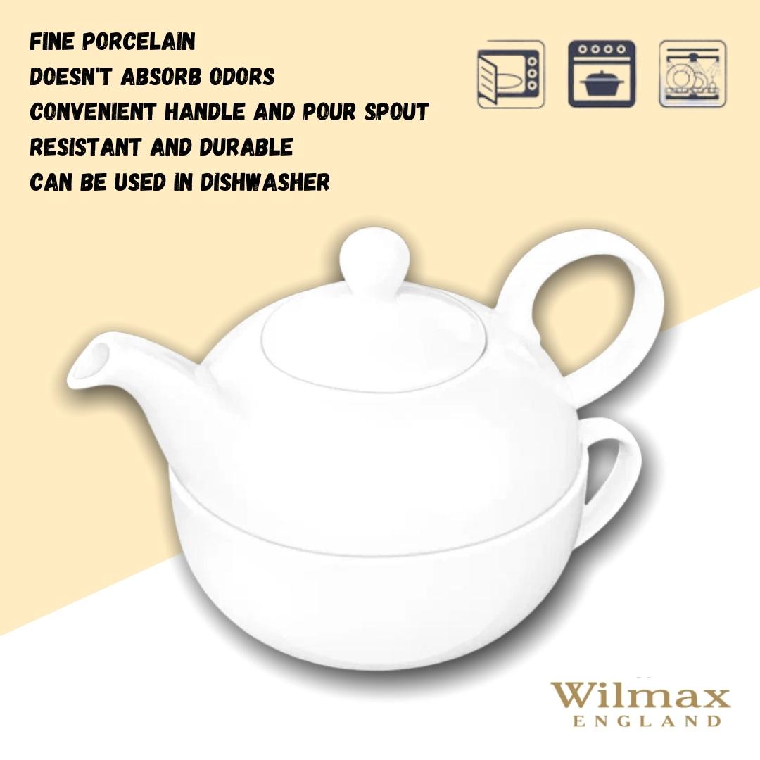 Wilmax Teekanne & Tasse Set aus Porzellan 375 ml & 340 ml WL-994048/1C