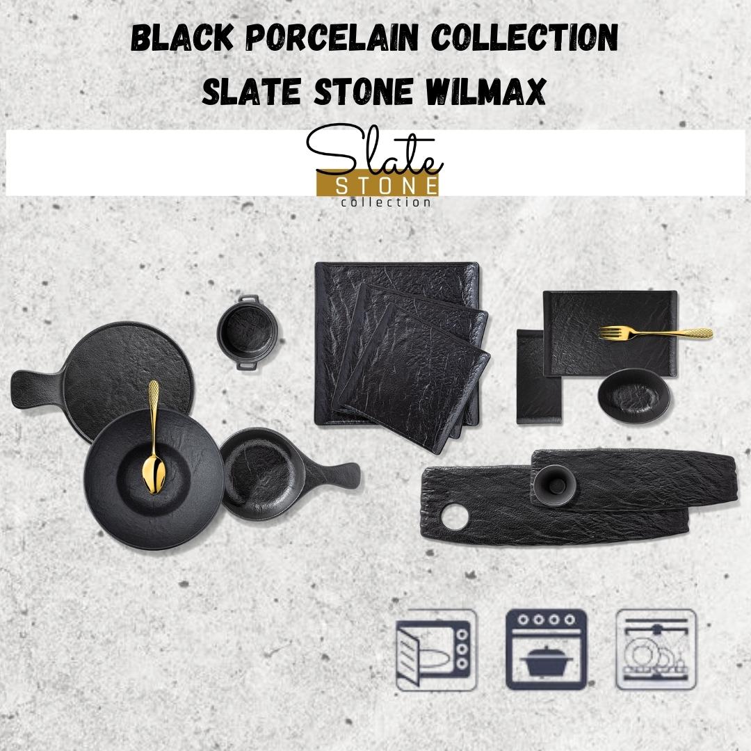 Wilmax Runde Porzellanteller Schwarz, 28 cm, 2er-Set – WL-661127/A2